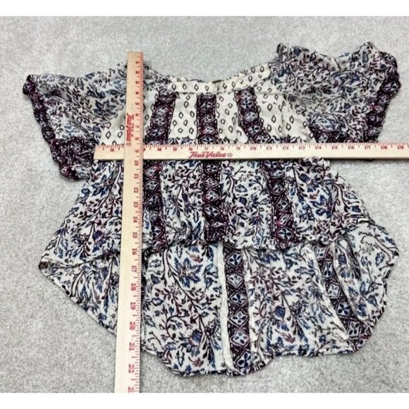 Free People Blouse Women’s Multicolored Floral Short Sleeve Size XS - Picture 2 of 8